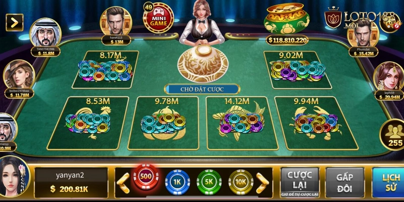 Bầu Cua 1s Loto188: Luật Chơi & Mẹo Thắng Lớn 1 (Ảnh 1: Giao diện bàn chơi bầu cua 1s Loto188 với 3 xúc xắc 3D và bảng đặt cược)
